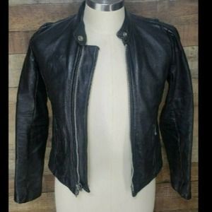 Vanson Associates Black Leathers Motorcycle Jacket Cafe Racer Women's Size 6